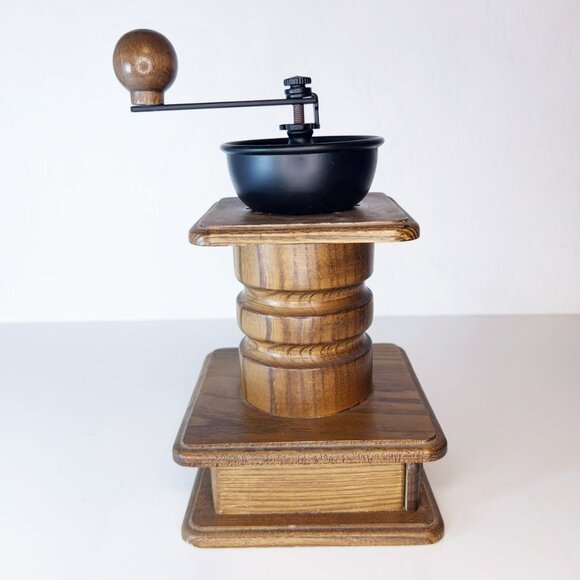 Vintage Coffee Grinder Mill Top Load Hand Crank Brown Wood Black Metal - Picture 4 of 5